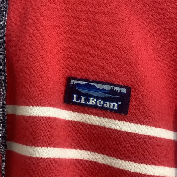 L.L.Bean Rugby Henley Women’s Medium Pullover red blue stripes shirt - Picture 6 of 10